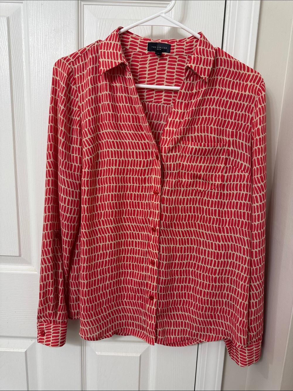 The Limited Pink-Red and Cream Patterned Button-Down Shirt